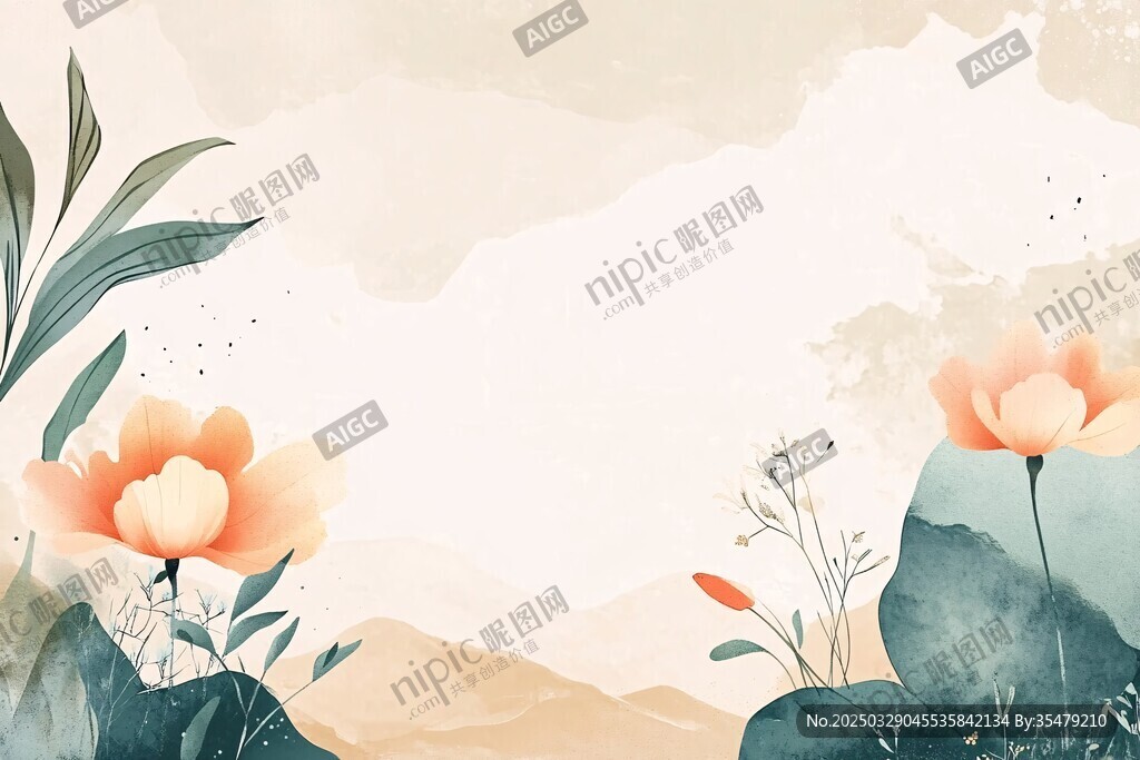水墨風(fēng)花卉清新自然背景