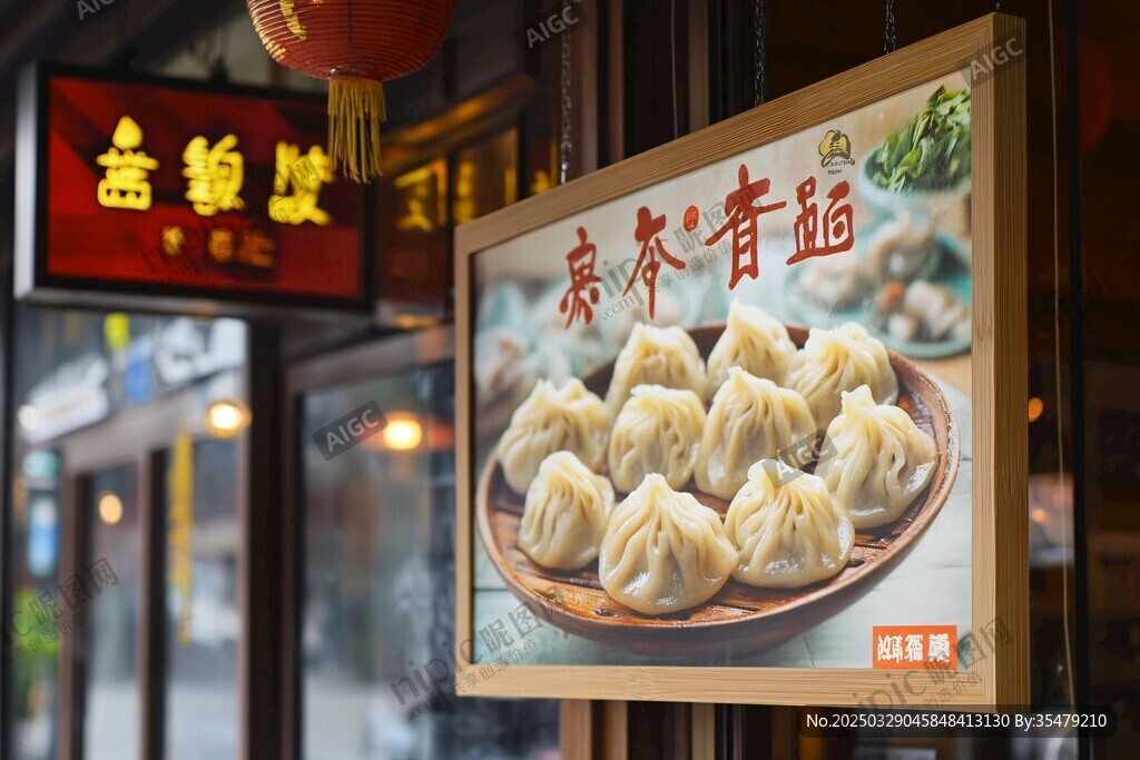 袁家村蒸餃店鋪招牌展示