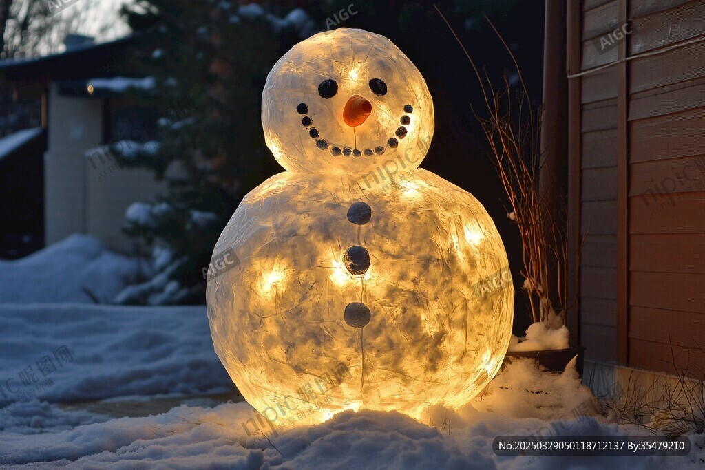 發光雪人點亮冬日庭院