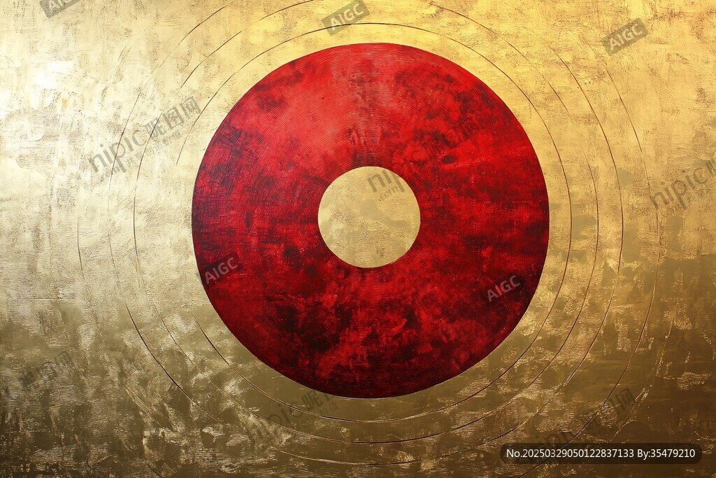 金色背景上的紅色圓環圖案