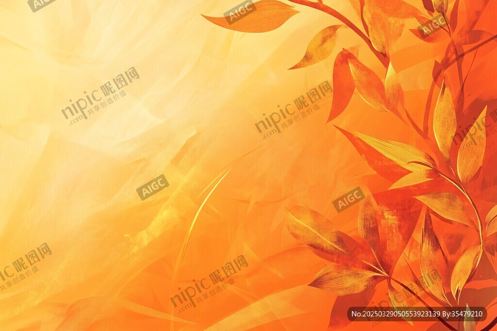 秋日橙黃樹葉唯美背景圖