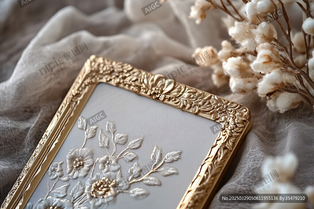 金框刺繡畫 優雅裝飾擺件