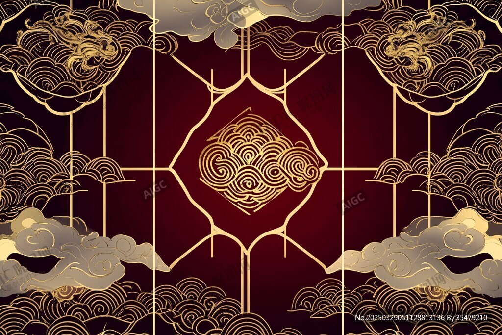 中式古典金云紋裝飾圖案