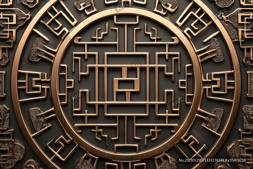 中式古典金屬花紋裝飾圖案