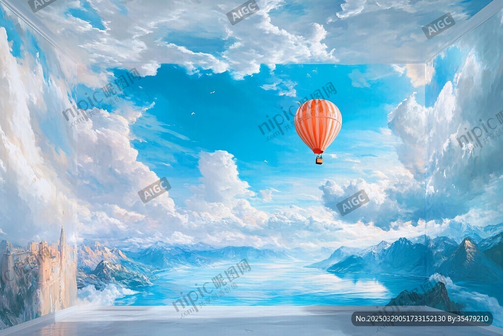 夢幻天空中的熱氣球之旅