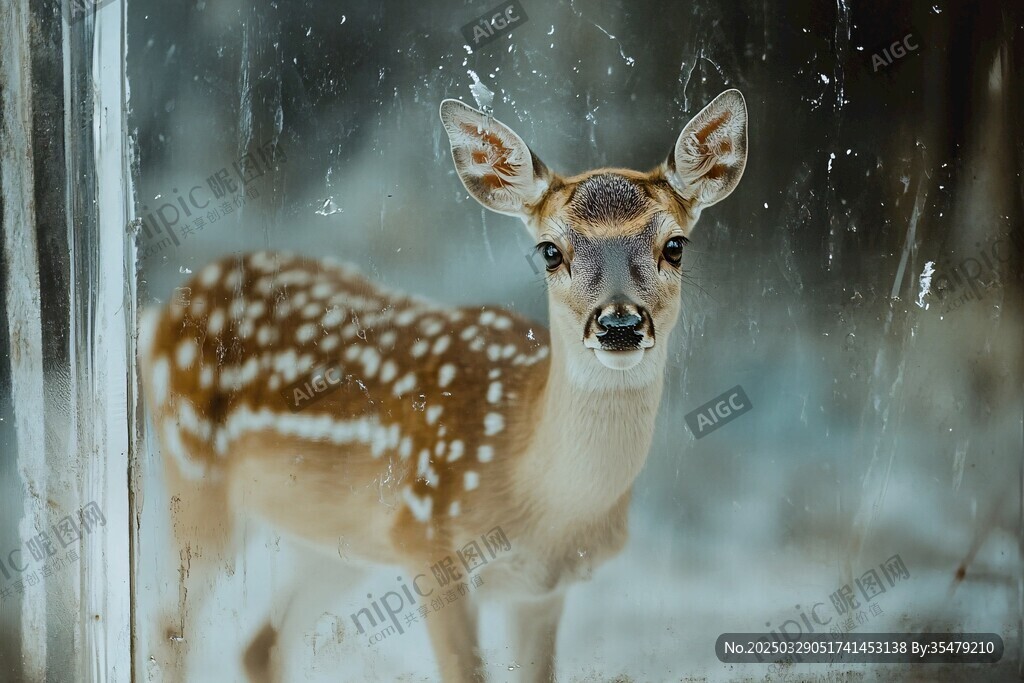 雪中靈動小鹿