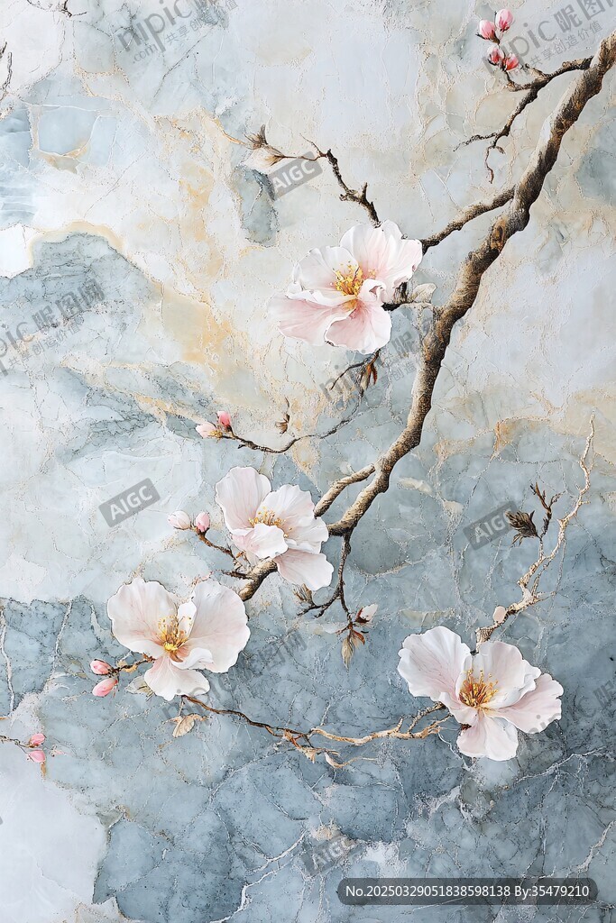 水墨風玉蘭花枝圖