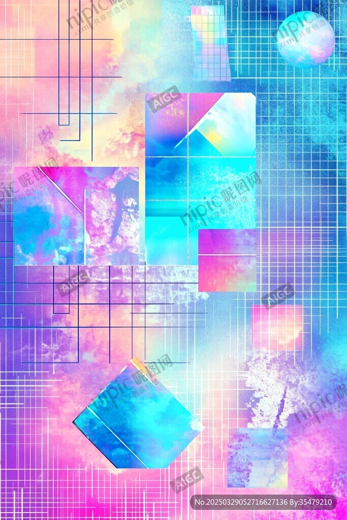夢幻炫彩幾何抽象背景圖