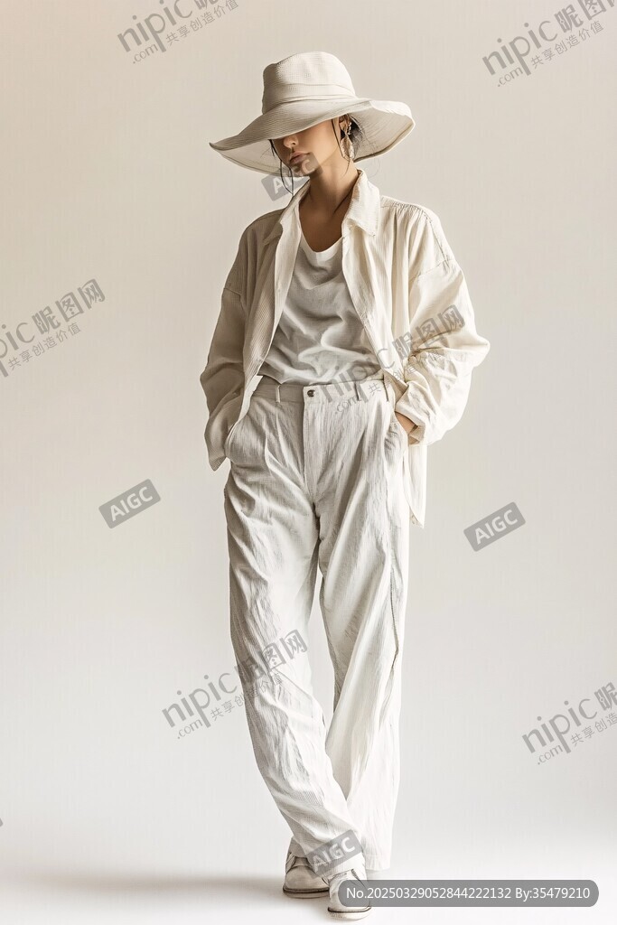白色系穿搭模特時(shí)尚展示