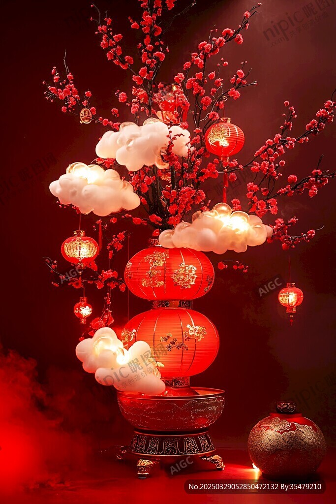 中式新春裝飾喜慶氛圍感濃