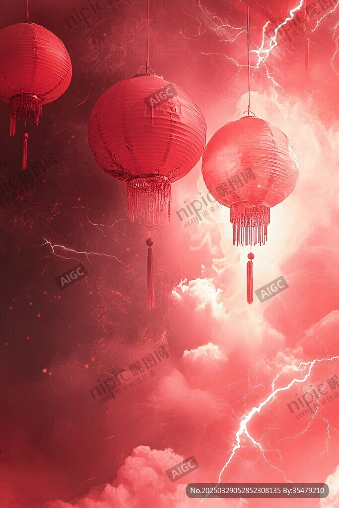 紅燭懸天間 雷閃云霧漫