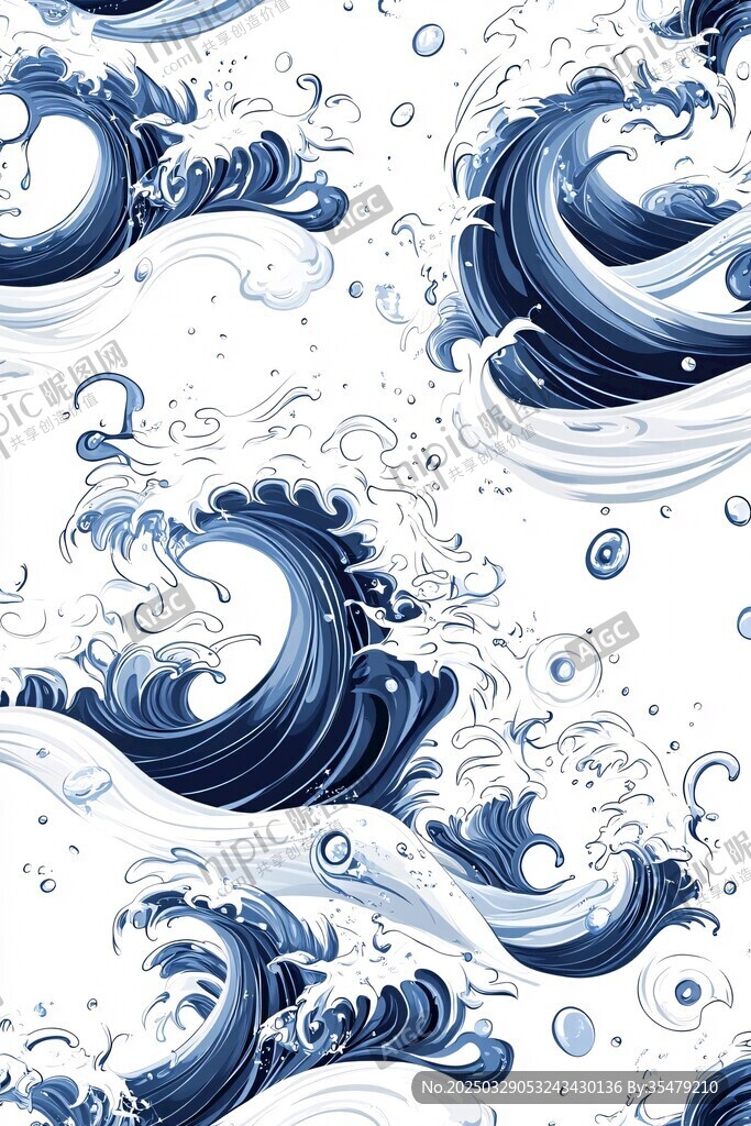 藍(lán)白海浪圖案紋理設(shè)計(jì)