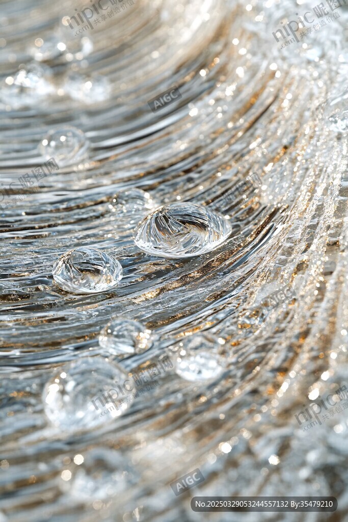 水面漣漪與晶瑩水珠特寫