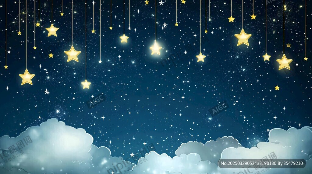 夢幻星空下的云朵與繁星
