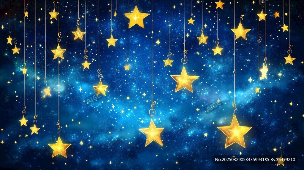 夢(mèng)幻星空下的金色星星