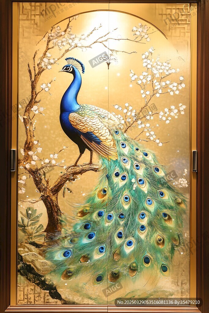 孔雀棲枝圖
