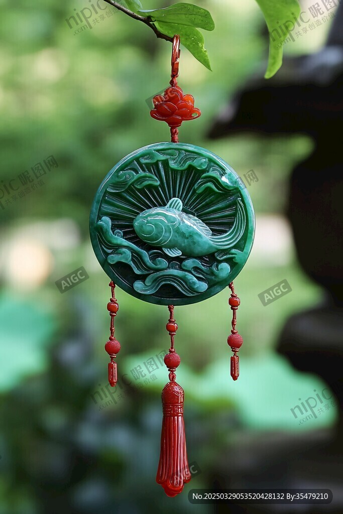 翠綠魚形玉佩古風掛飾