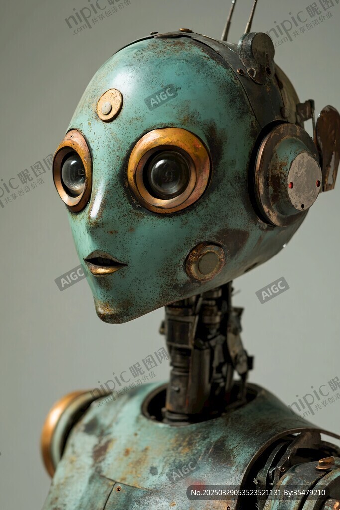 復(fù)古風(fēng)機械機器人頭部特寫