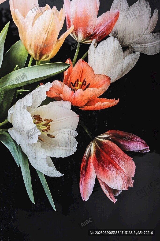 多彩郁金香花卉特寫