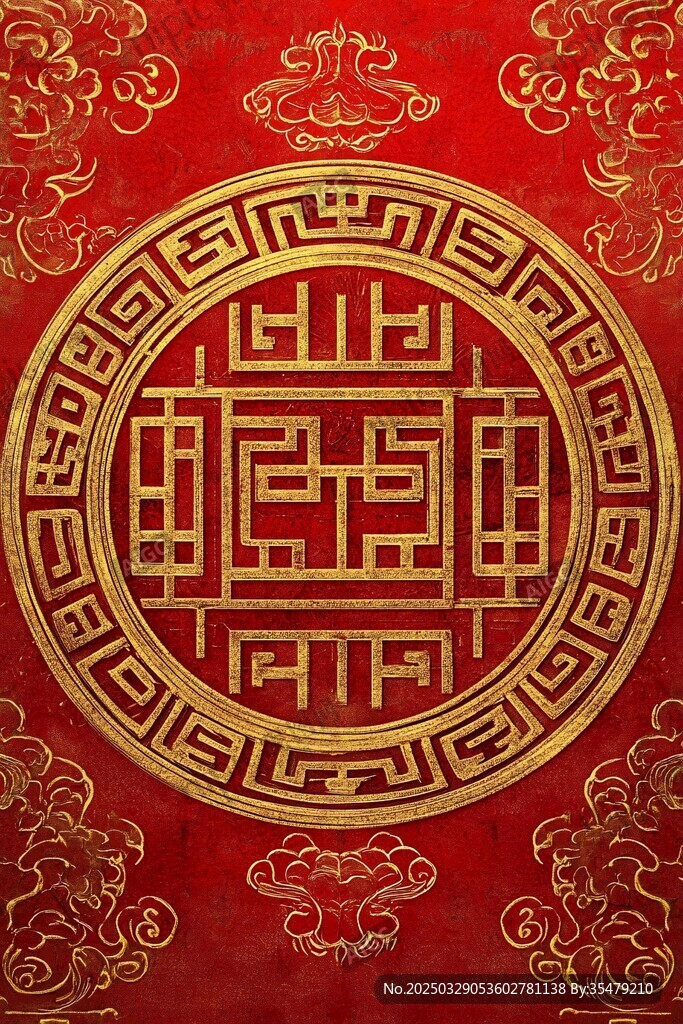 中式傳統(tǒng)紅色吉祥花紋圖案