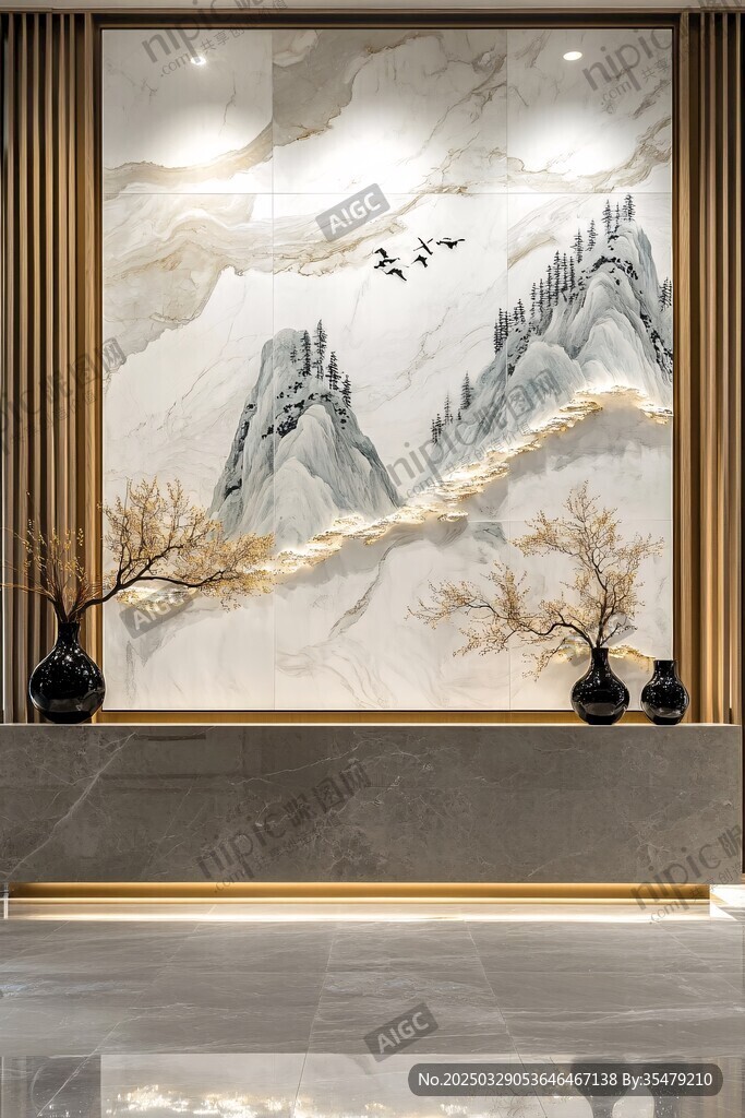 中式山水背景墻裝飾藝術