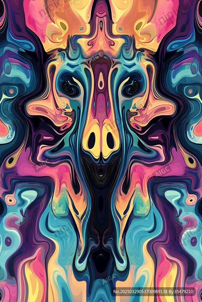 奇幻多彩抽象動物圖案