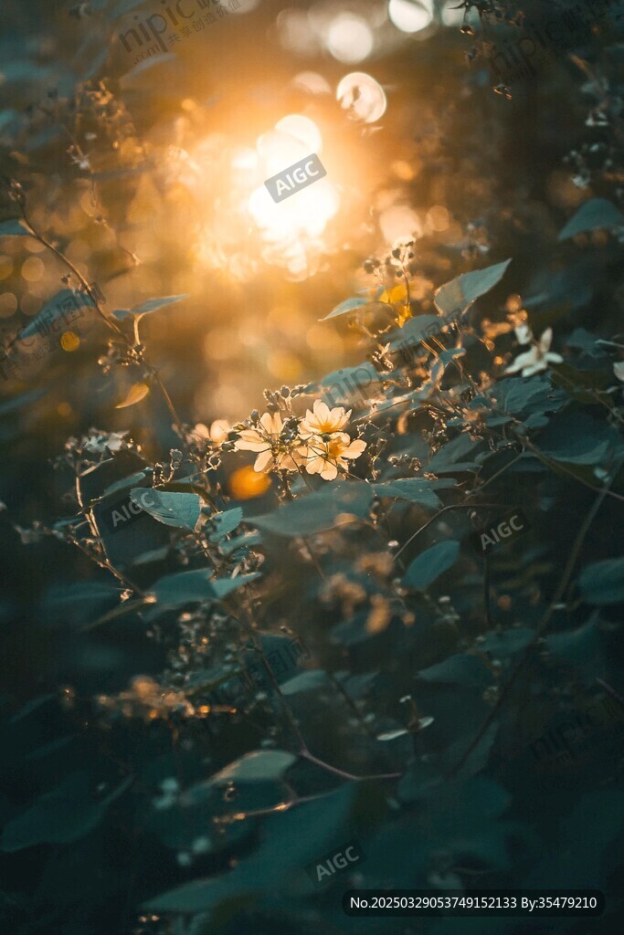 夕陽下綻放的清新小花