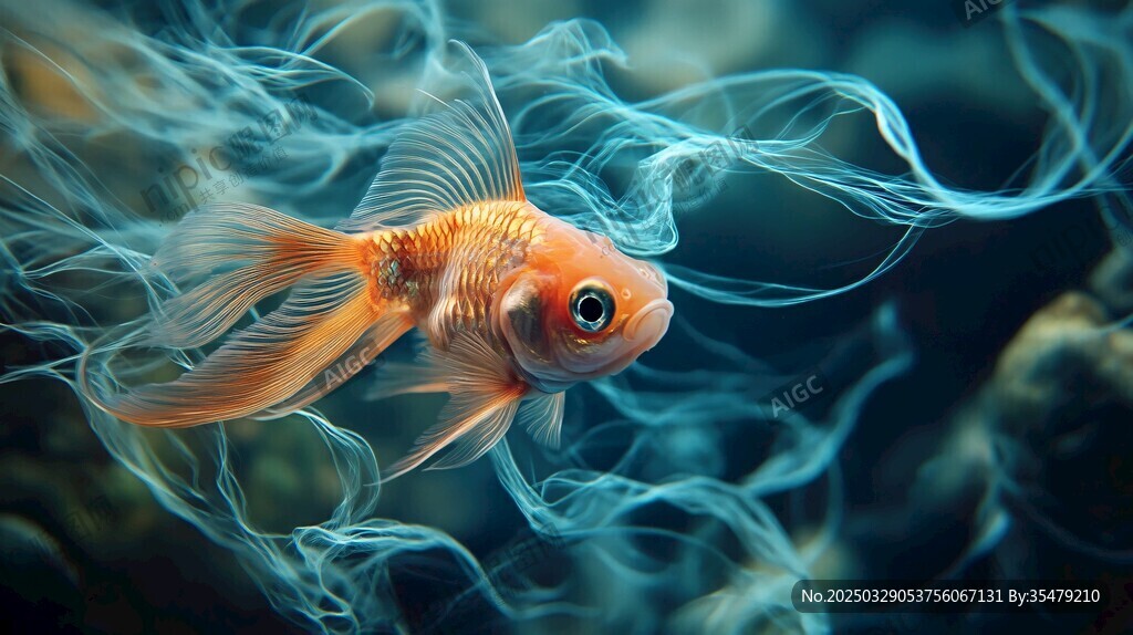 夢(mèng)幻金魚(yú)在靈動(dòng)水波中游弋