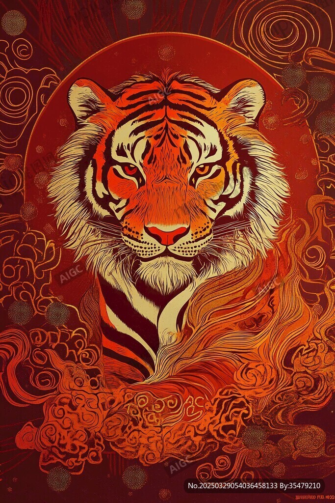 瑞虎呈祥 中式祥瑞圖騰