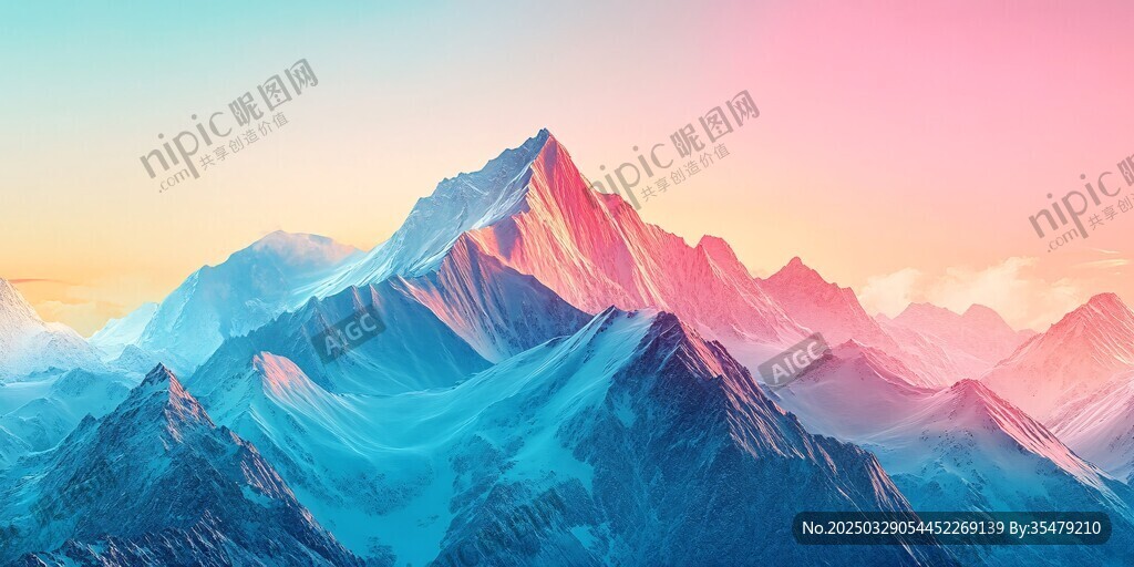 夢幻霞光中的壯麗山脈