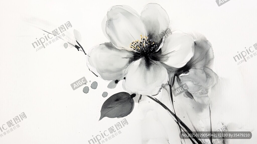 水墨花卉 典雅藝術之美