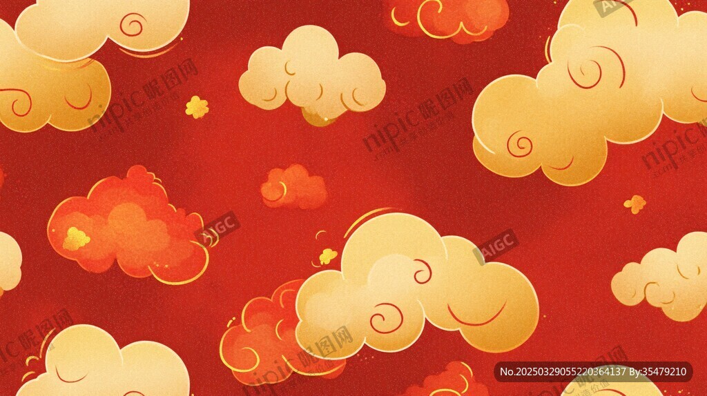紅色祥云圖案背景紋理