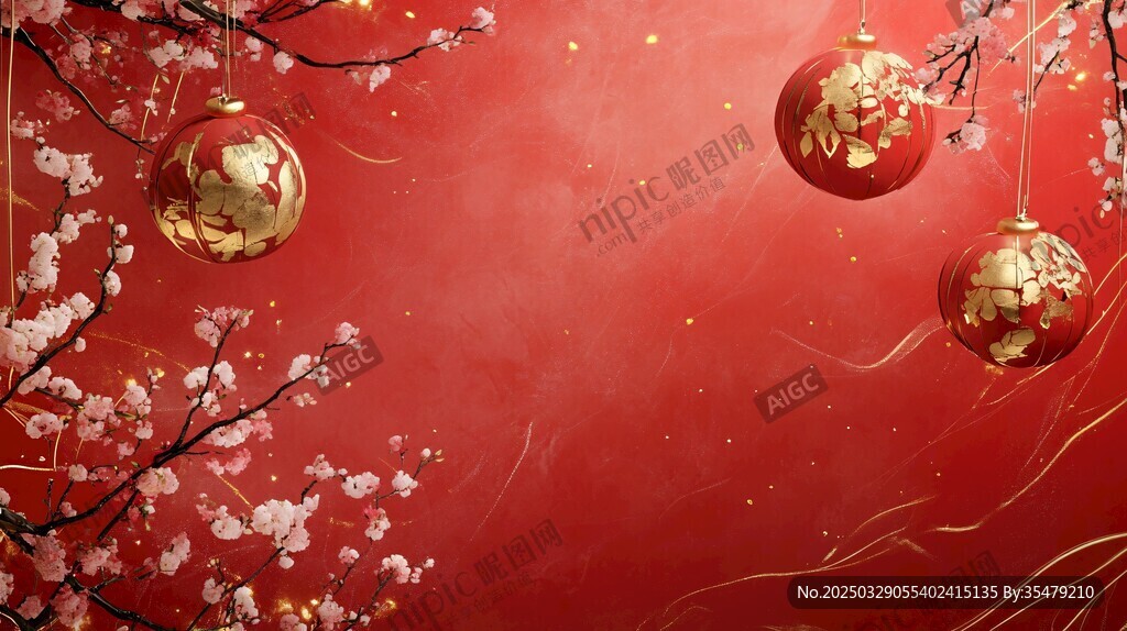 喜慶中國(guó)風(fēng)新春裝飾畫面