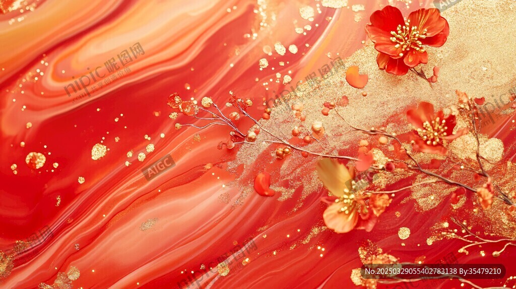 紅梅映金紋 靈動(dòng)中式景