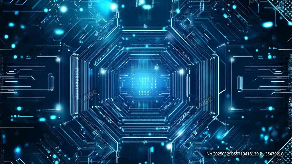 科技感六邊形電路背景圖