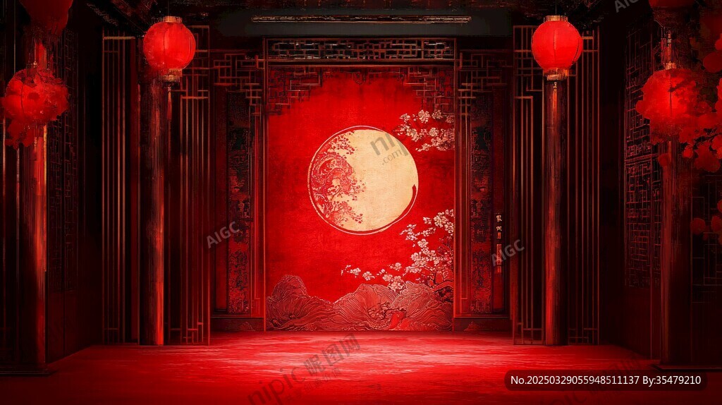 中式紅韻古風(fēng)場(chǎng)景