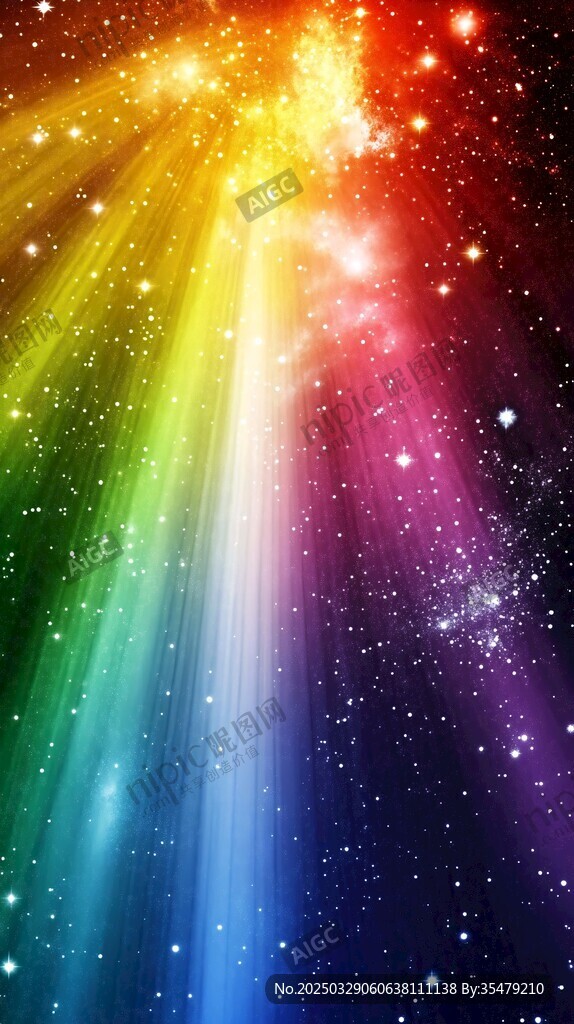 夢幻七彩星空光線背景圖