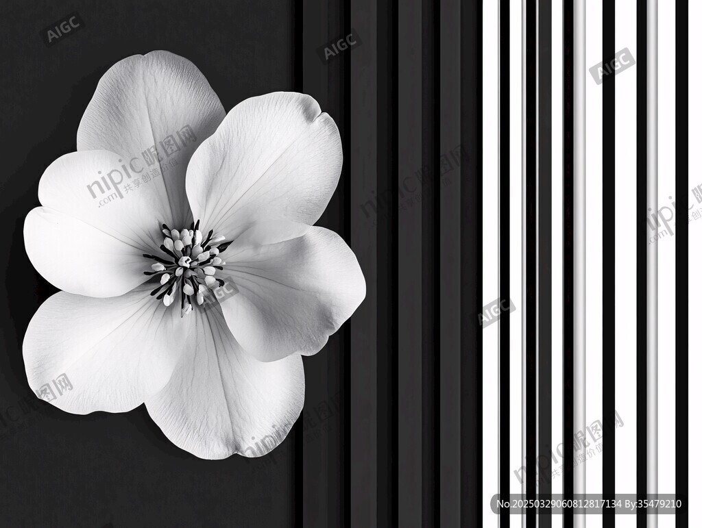 黑白花與條紋簡約構(gòu)圖