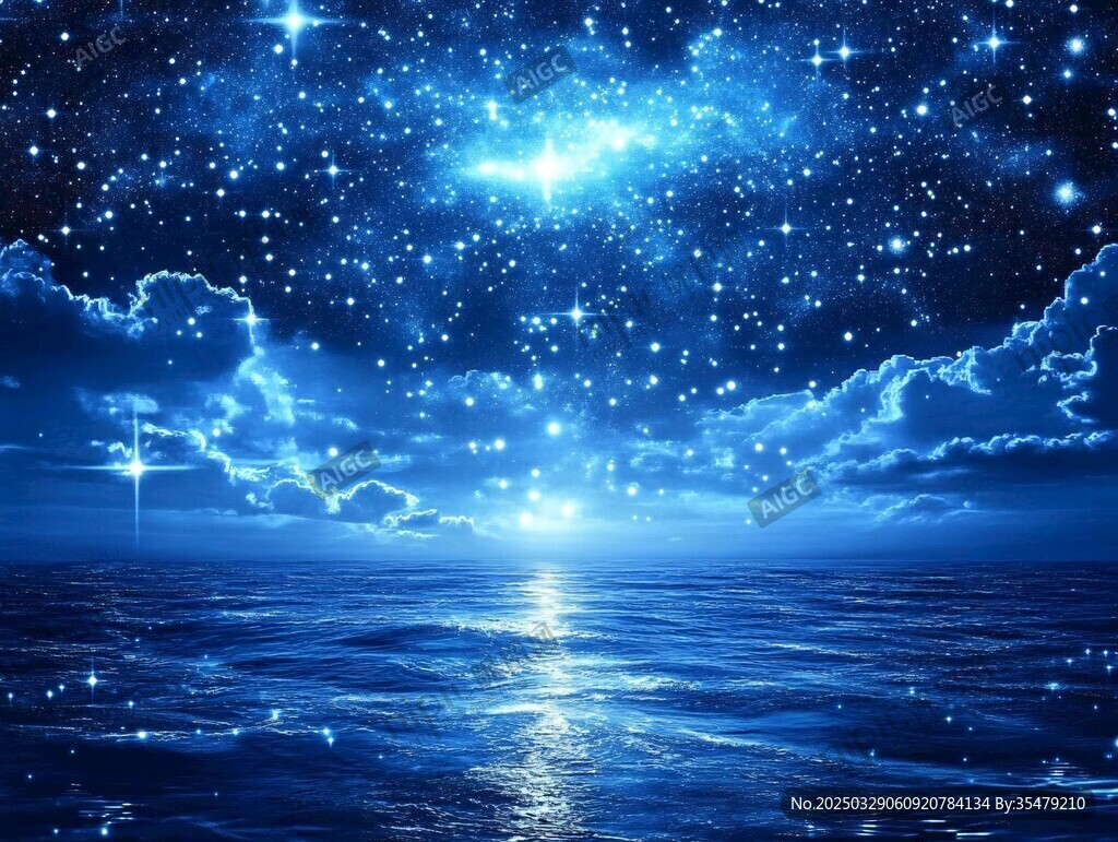 夢幻星空下的靜謐海洋