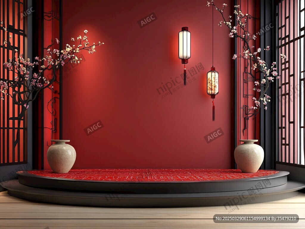 中式紅墻典雅展示空間