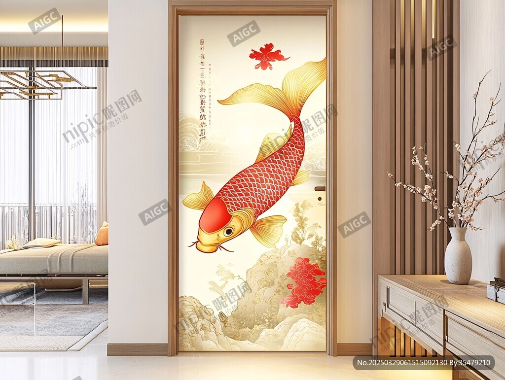 中式玄關(guān)錦鯉圖好運(yùn)滿滿