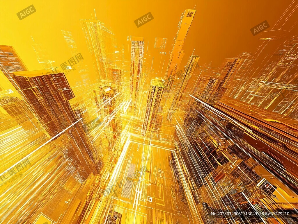 金色未來感都市建筑景觀