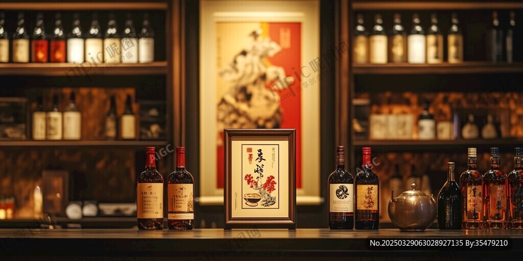 中式酒館的雅致酒品陳列