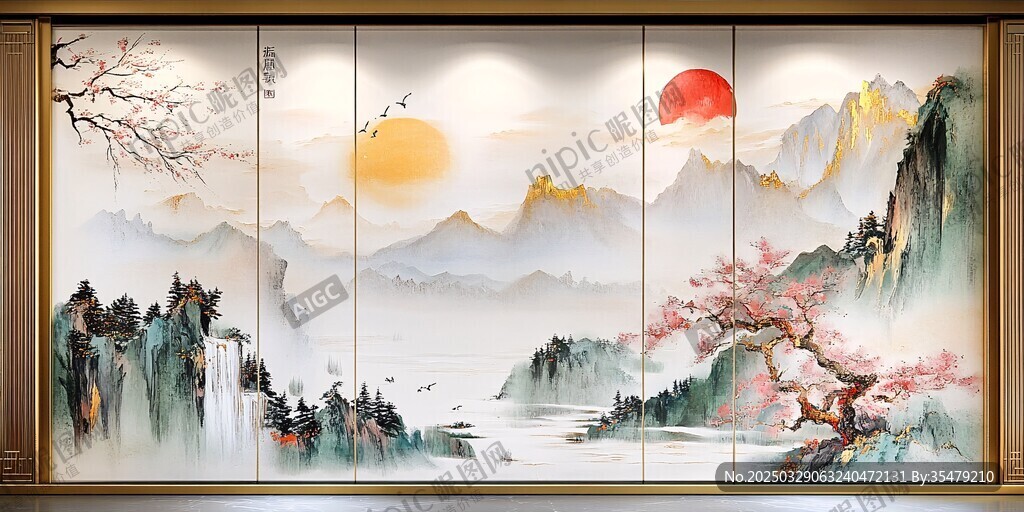 中式山水畫卷 意境悠遠