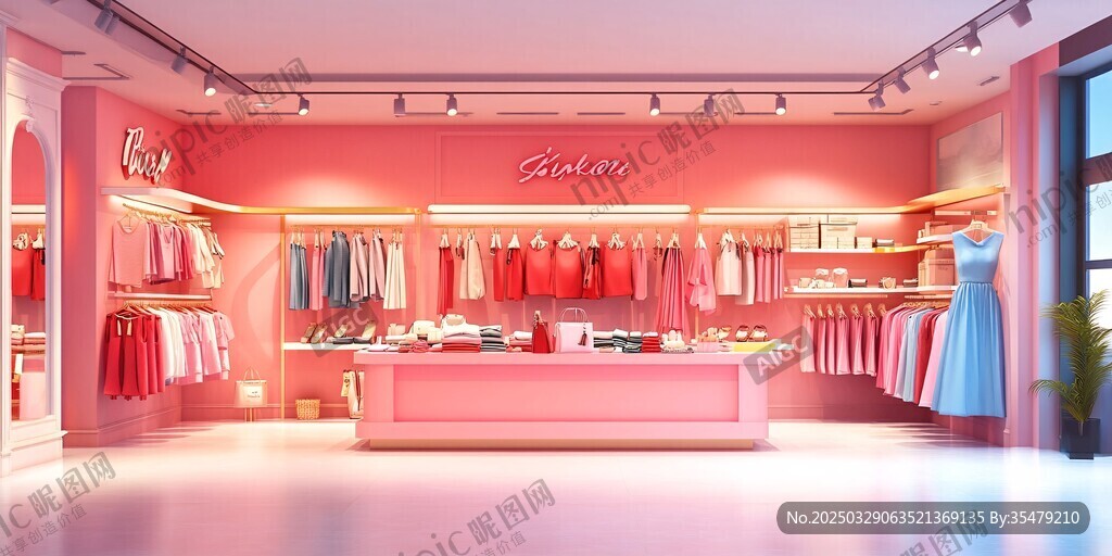 粉色系時尚女裝店鋪展示