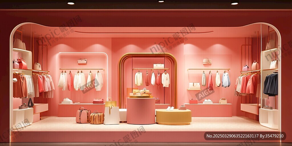 粉色系溫馨兒童服裝店場景