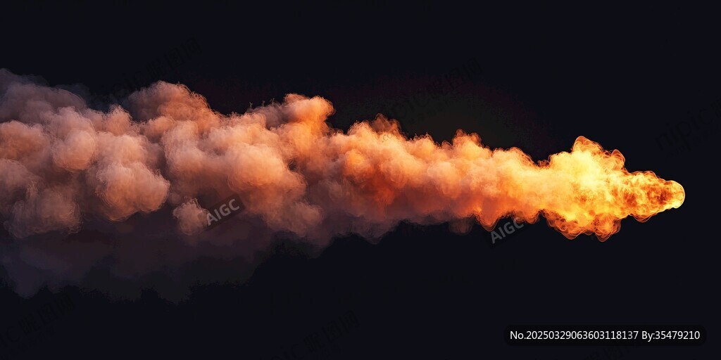 火箭尾焰燃燒絢麗景象