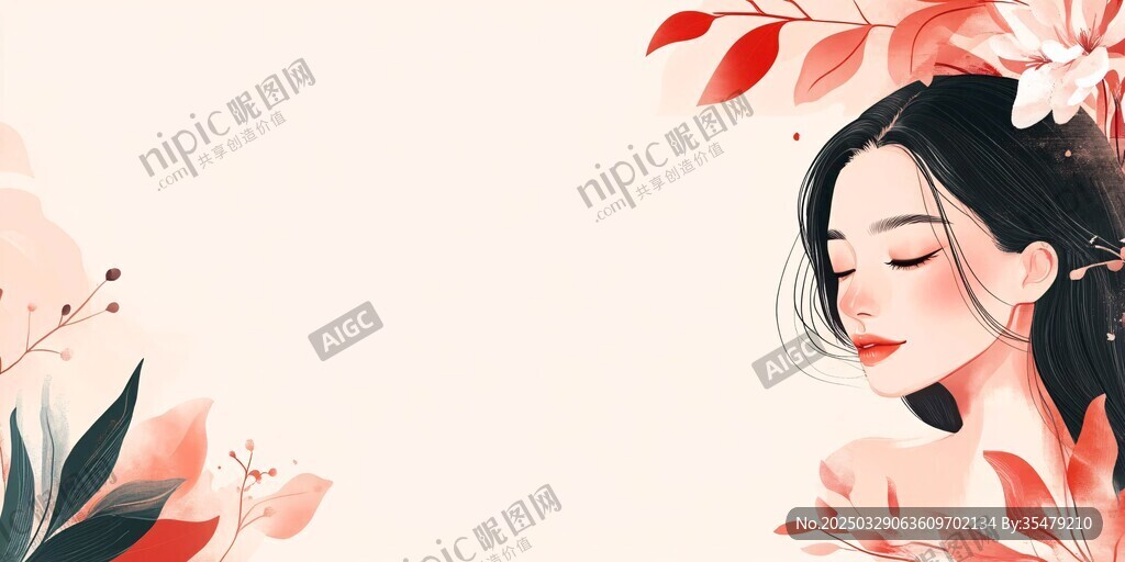 唯美古風(fēng)女子與花卉圖景