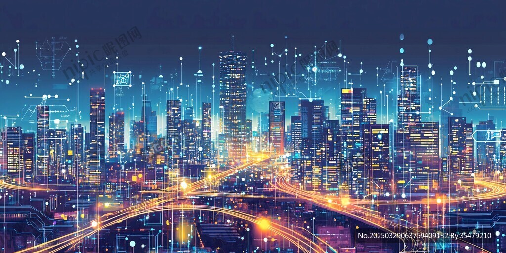 科技感十足的未來城市夜景