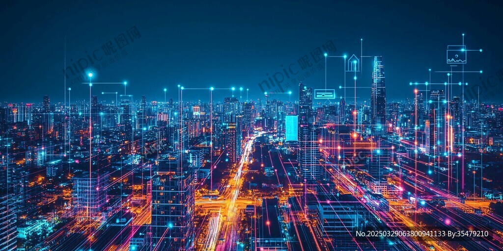 璀璨科技都市夜景